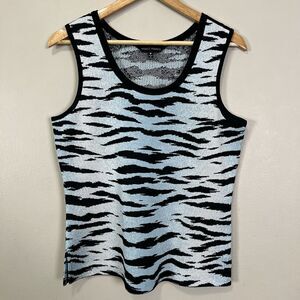 Y2K Ming Wang Tank Top Women Medium Zebra Bodycon Edgy Animal Retro Bold Casual